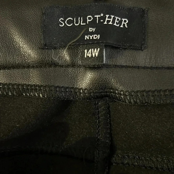 NYDJ NEW  Faux Leather Marilyn Straight Pants In Plus Size 14w NWT - Picture 8 of 10